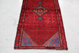 Beautiful Traditional Antique Red Medallion Handmade Wool Rug 90 X 175 cm bottom view homelooks.com